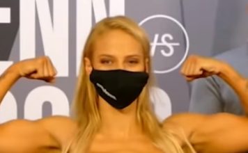 Lutadora australiana faz sucesso na pesagem em lingerie