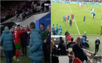 Cristiano Ronaldo sai do campo furioso com o quarto árbitro